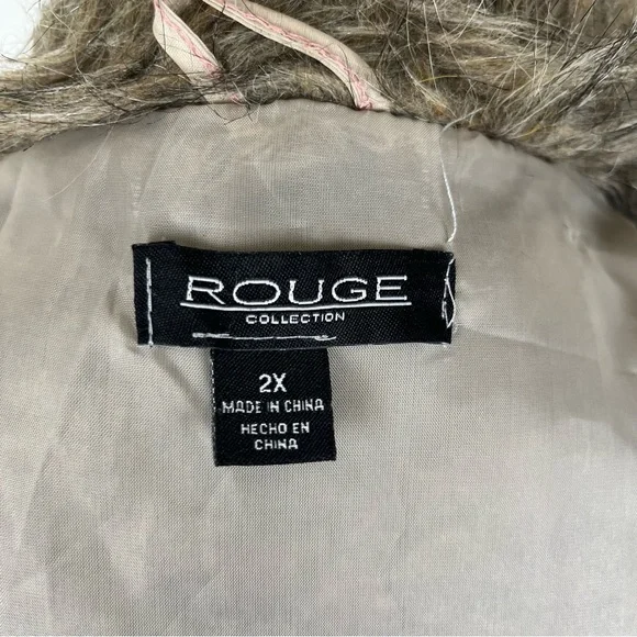 Rouge Collection Faux Fur Vest‎ Brown Size 2X - Picture 6 of 7